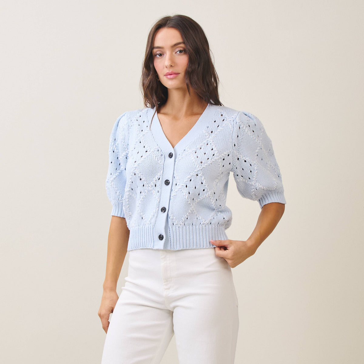 Whipstitch Diamond Cardigan