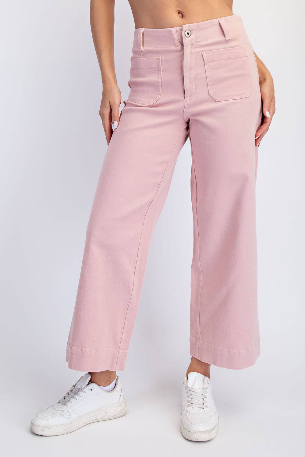 HEAVY COTTON TWILL CROPPED WIDE PANTS