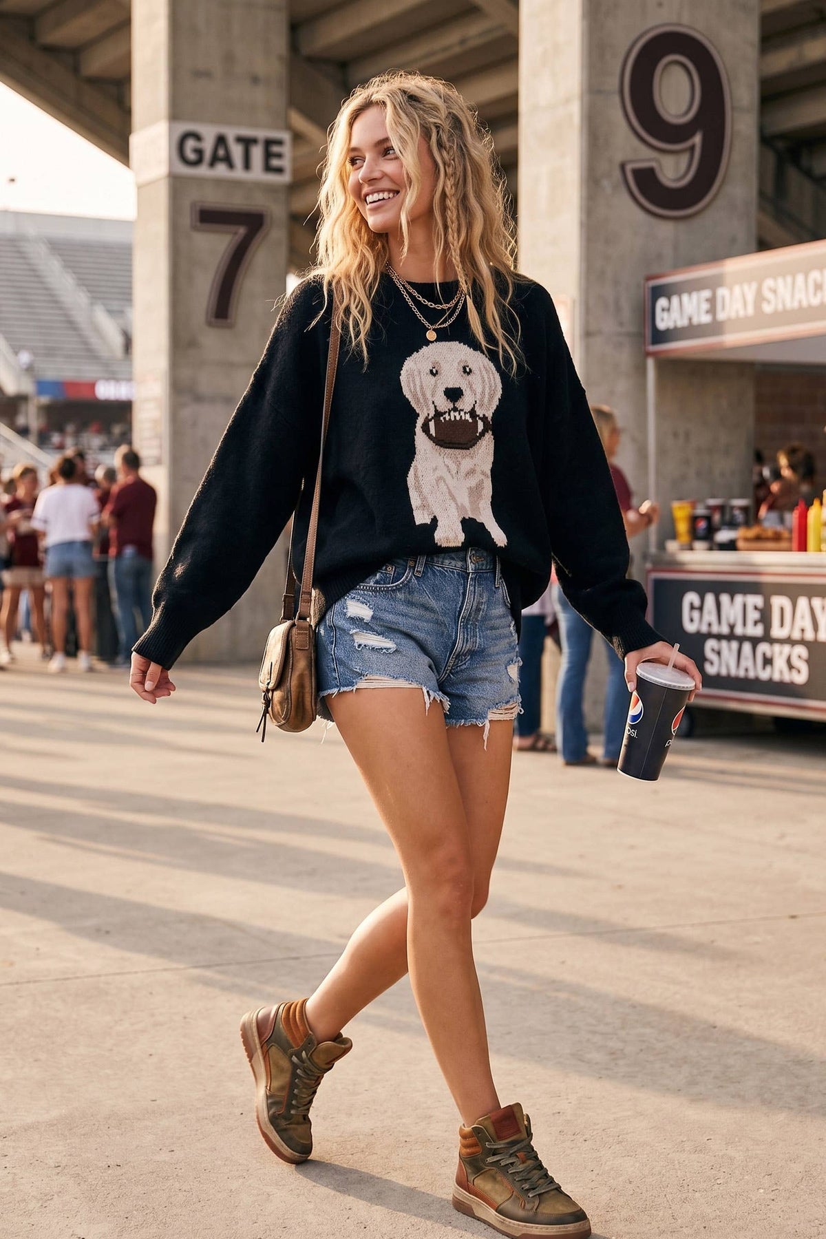 Oversized Gameday Football Puppy Sweater