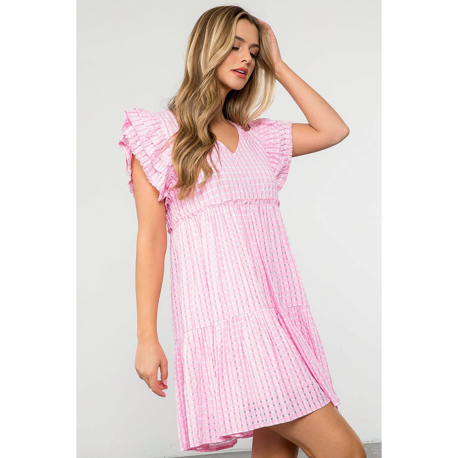 Flutter Sleeve Stripe Dress