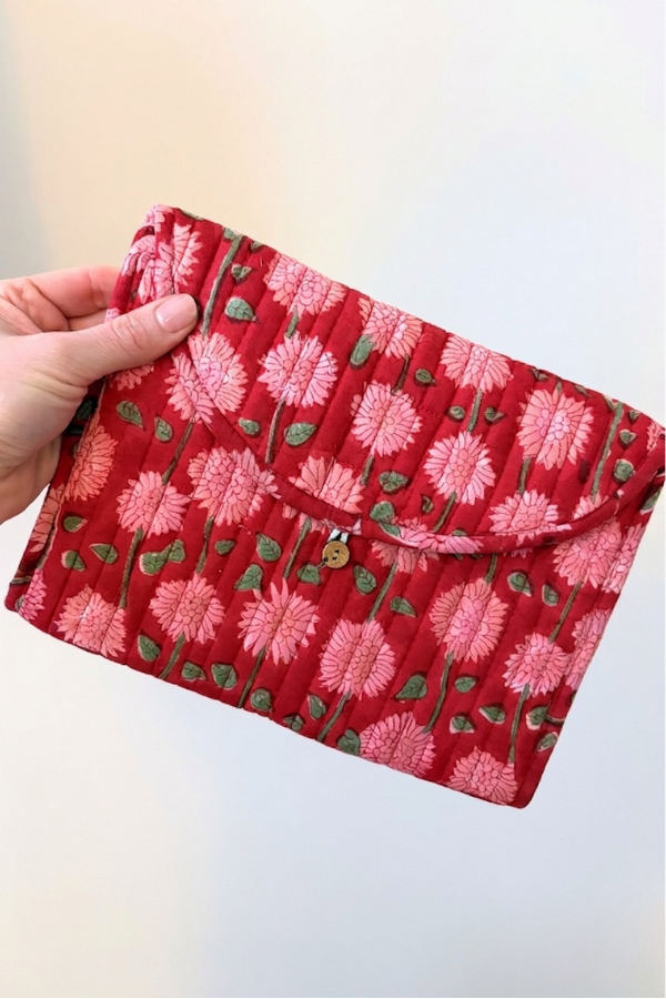 Esme Red Floral Jewelry Pouch