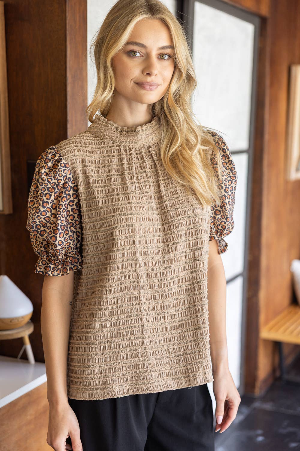 Leopard Printed Sleeve Top