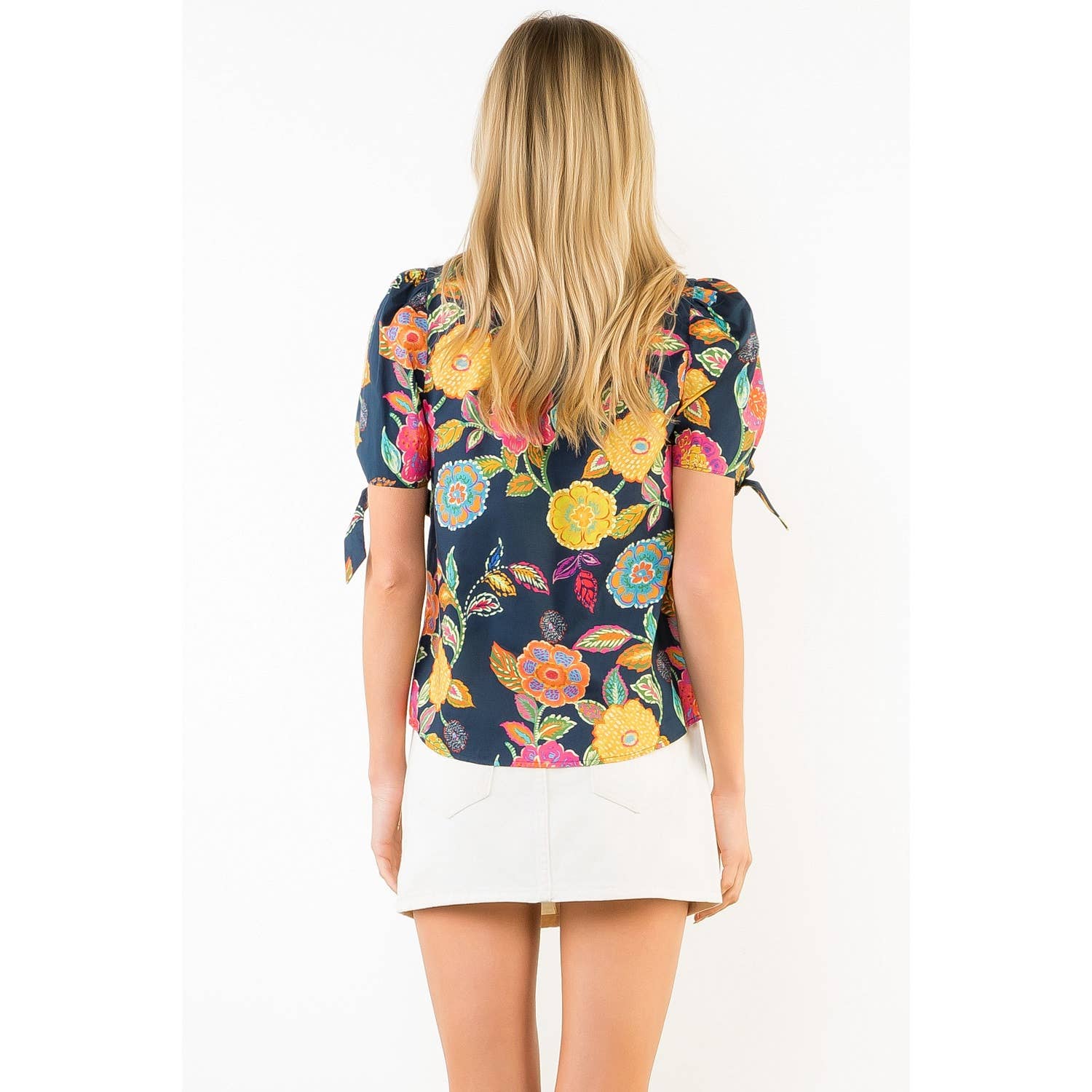 Floral Pattern V-Neck Top