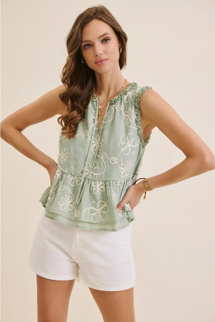 BABYDOLL EMBROIDERY BLOUSE