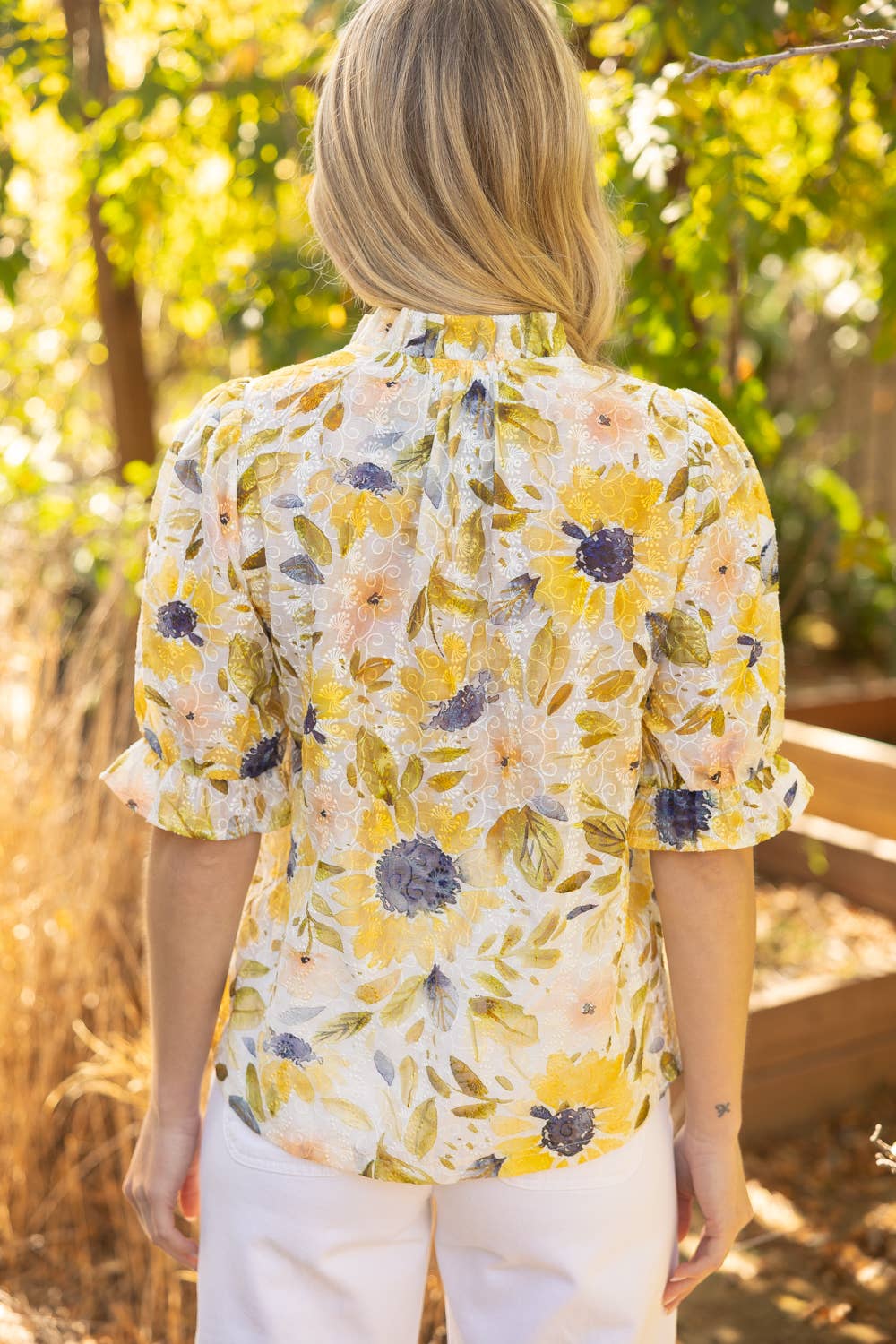Floral Print Embroidery Top