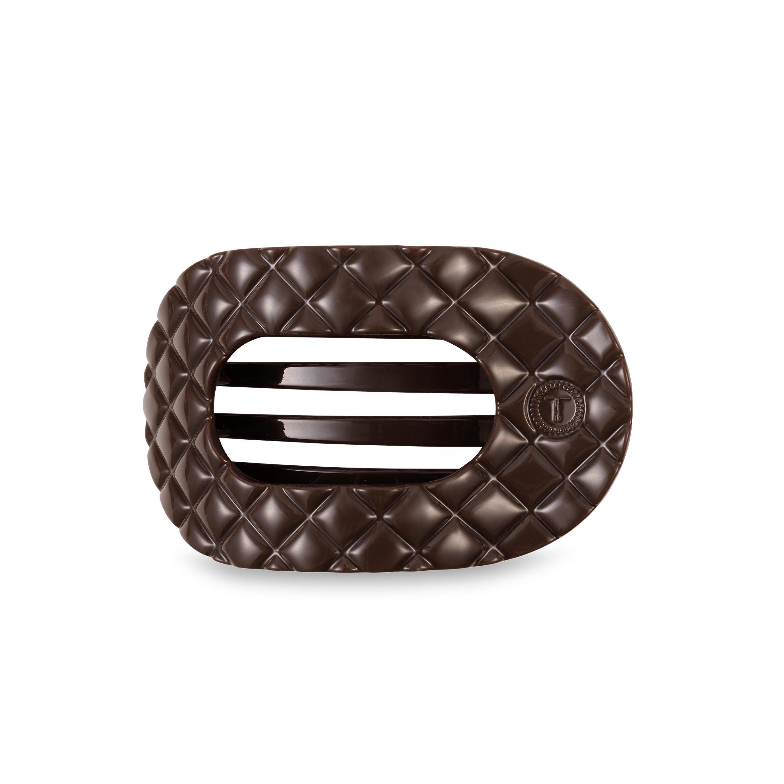 Flat Round Hair Clip | Medium | Truly Taupe Quilted