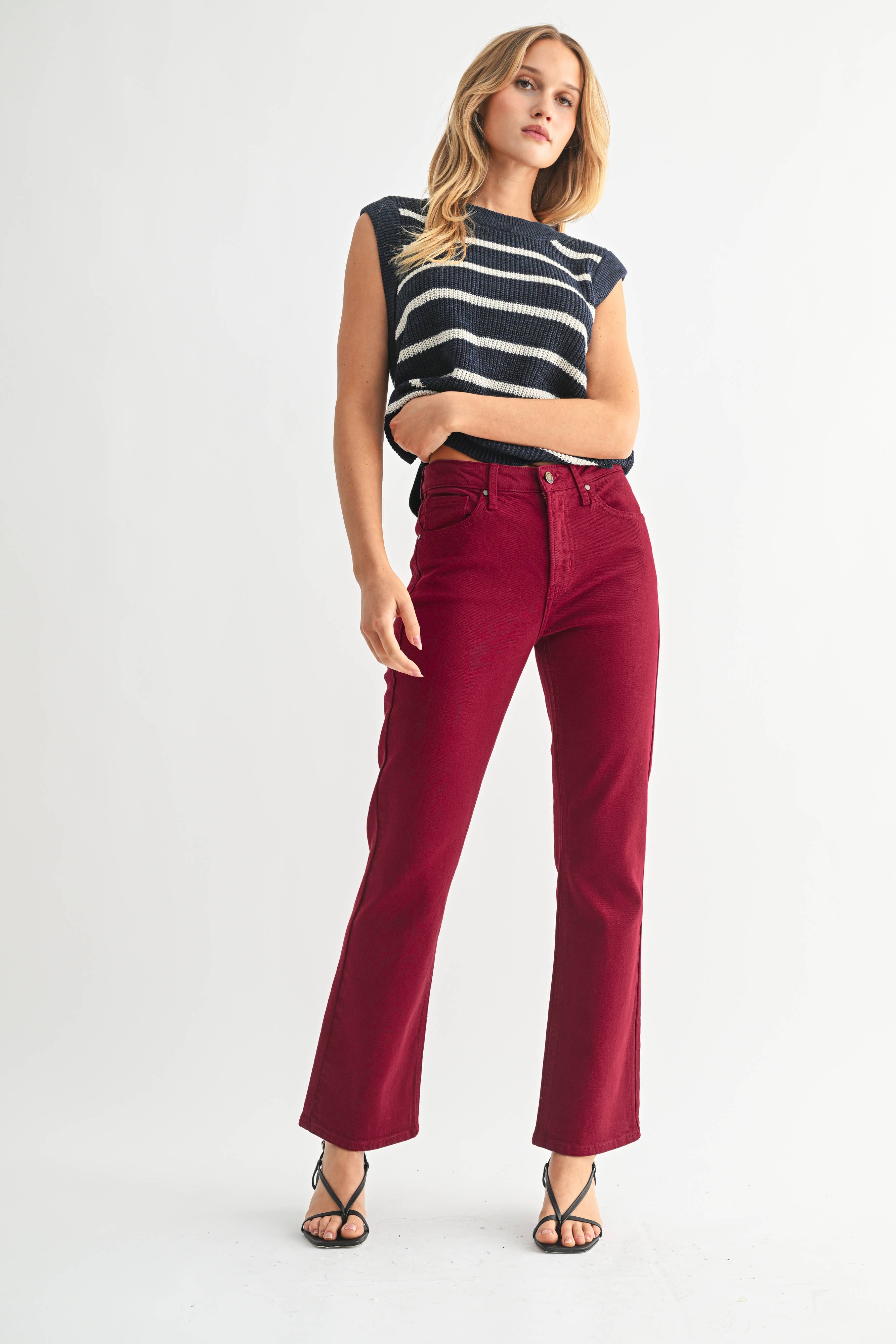 Slim Cropped Bootcut-DK Cherry