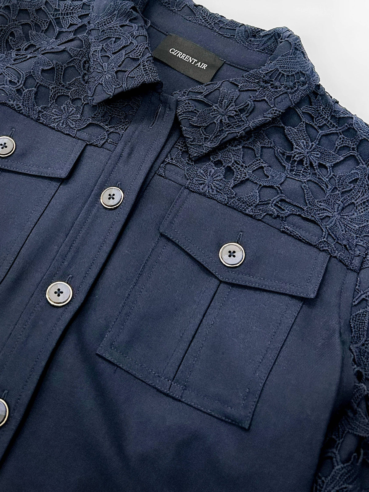 Lace-Paneled Long Sleeve Jacket