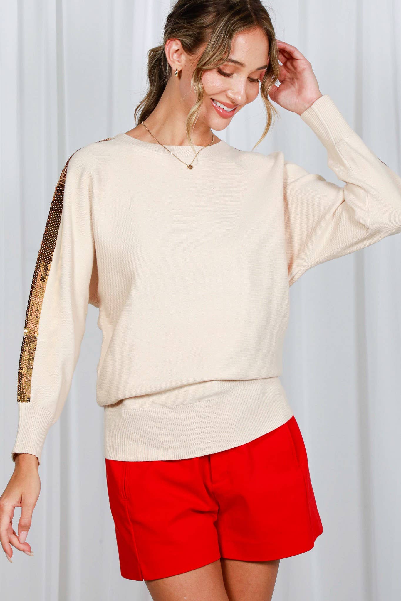 Sequin Dolman Knitted Sweater