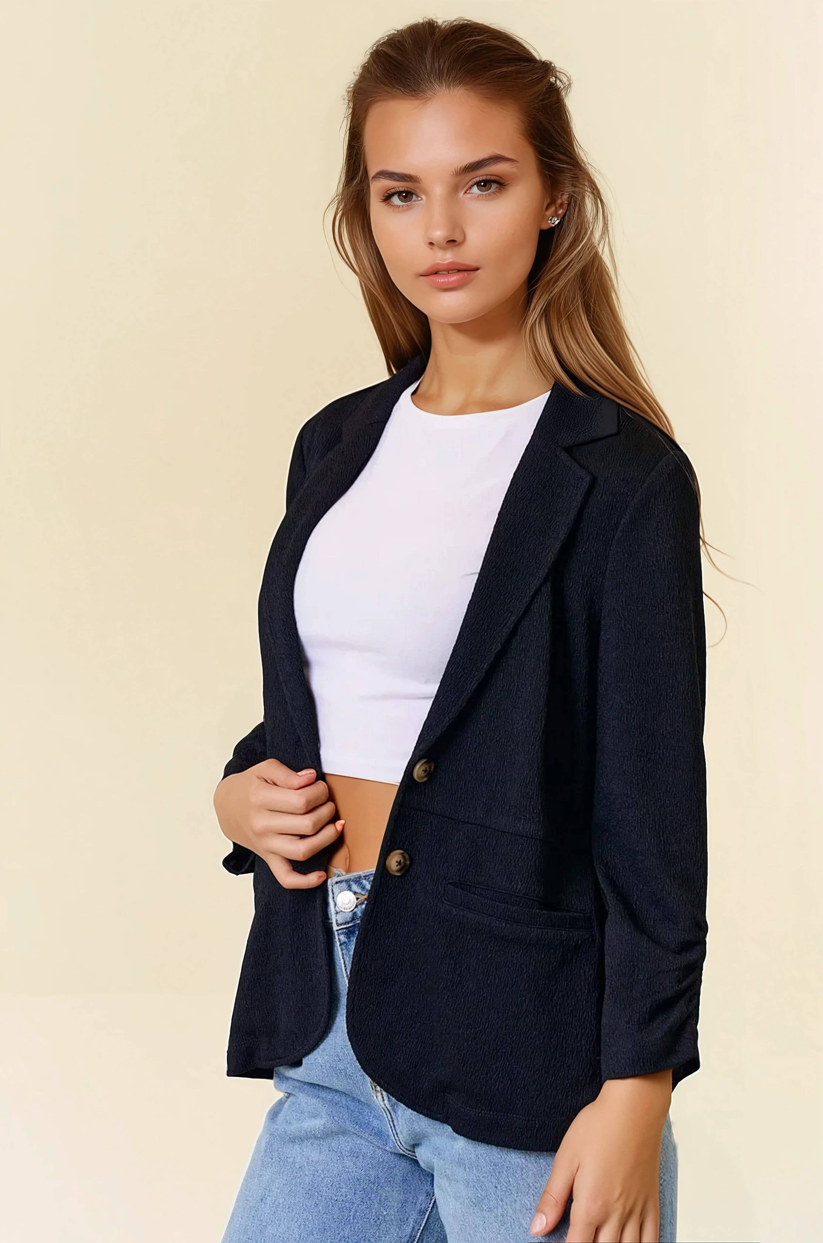 Cinched Sleeve Blazer