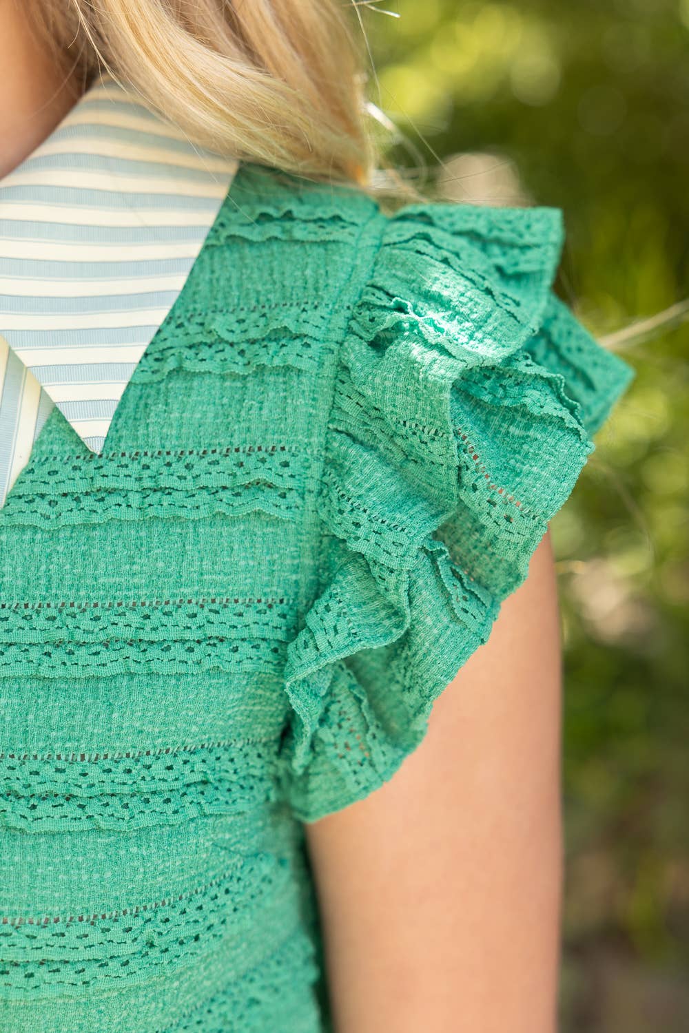 Ruffle Sleeve Textured Knit Top