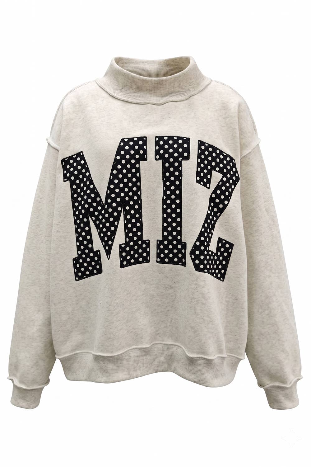 MIZ Polka-Dot Applique Mock-Neck Sweatshirt