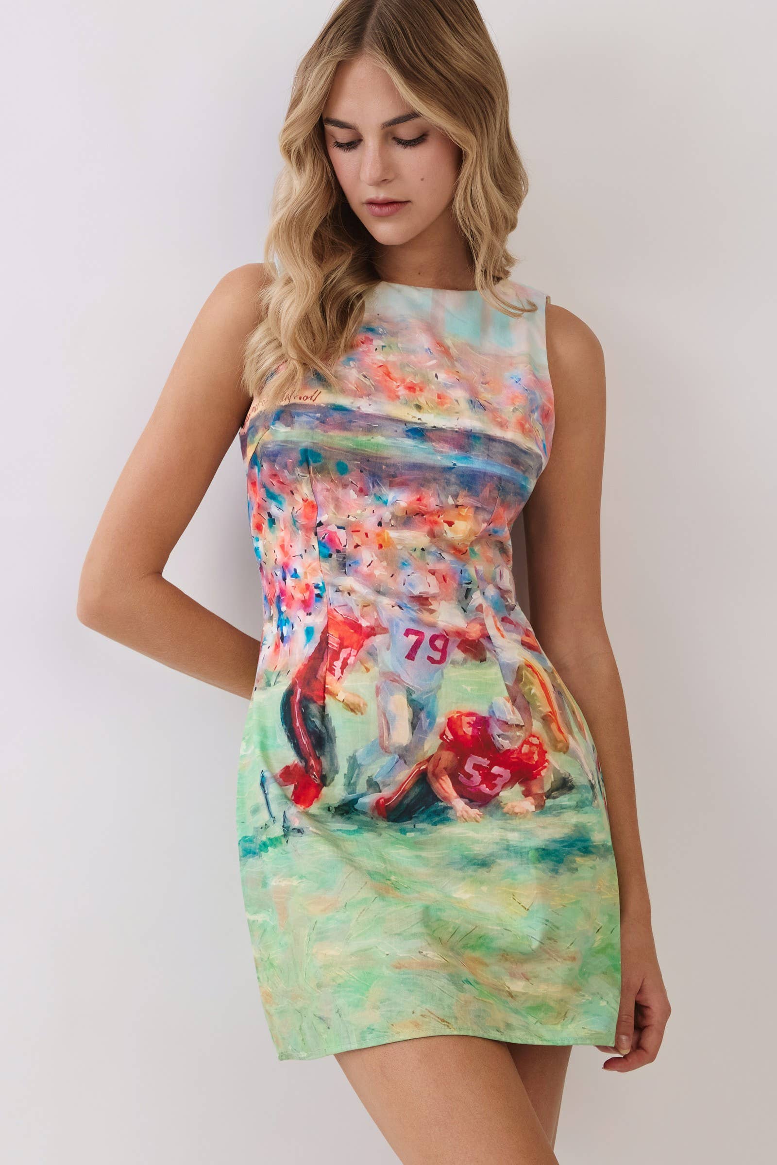 Football Print Open Back Mini Dress - SHIPS SEPTEMBER 20TH