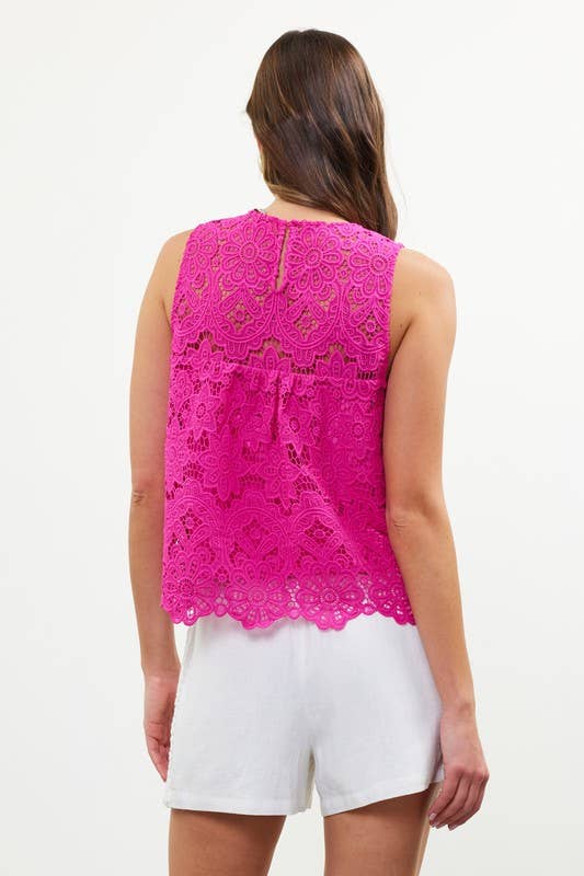 Lace Top With Scalloped Hem