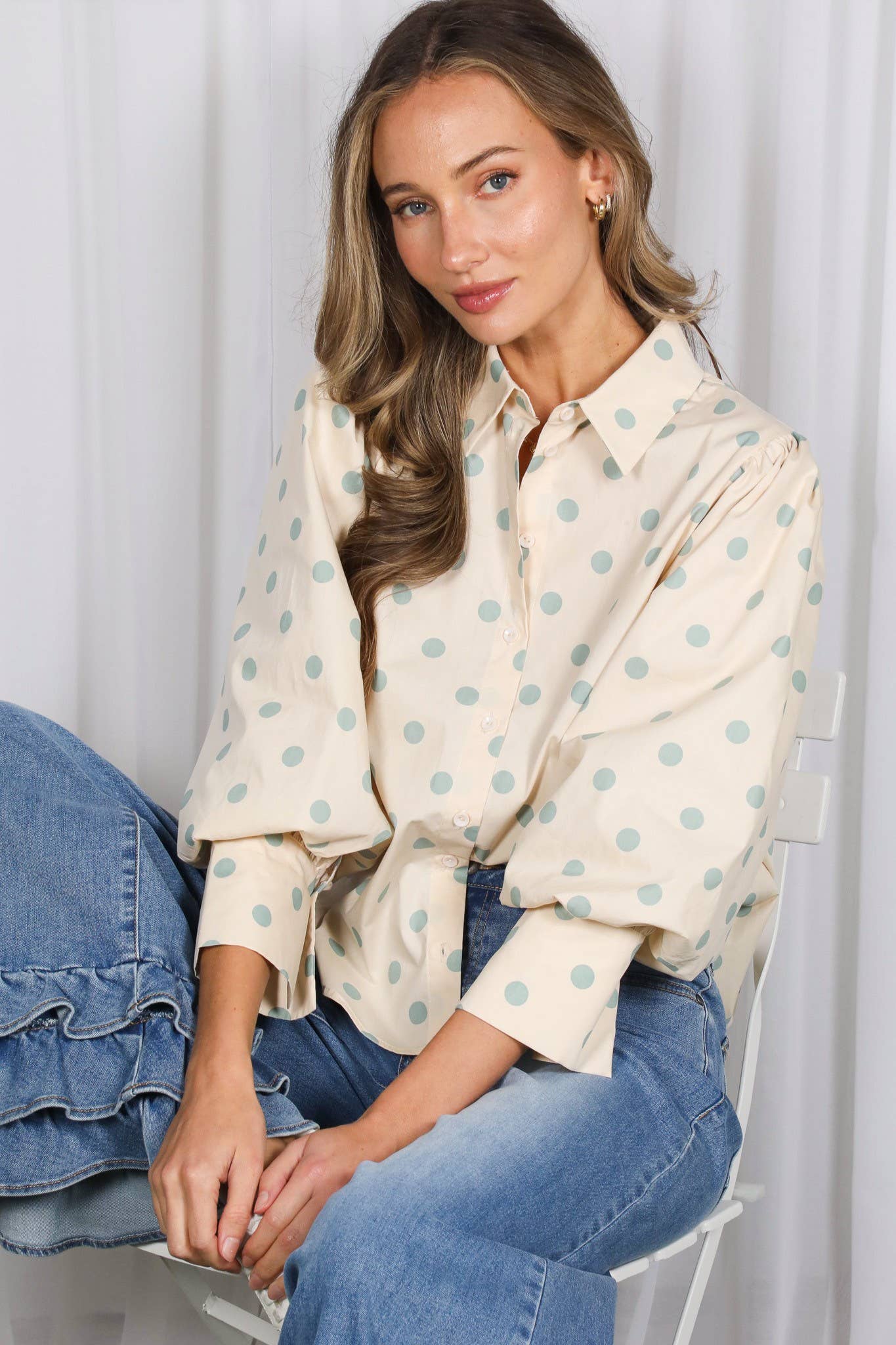Playful Polka Dot Puff Sleeve Top