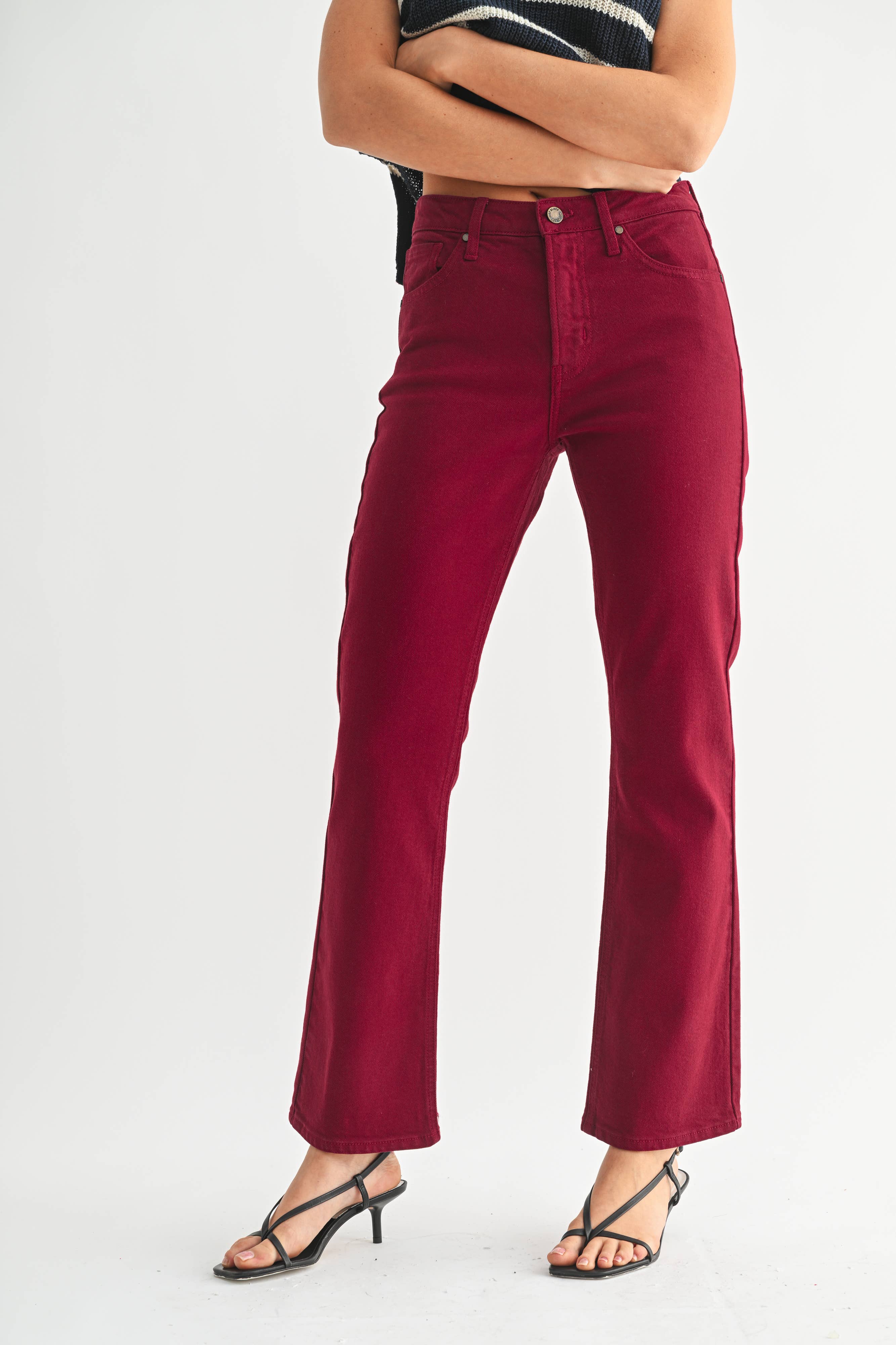Slim Cropped Bootcut-DK Cherry