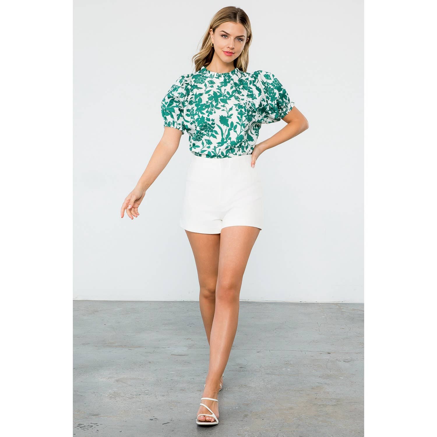 Flower Puff Sleeve Top