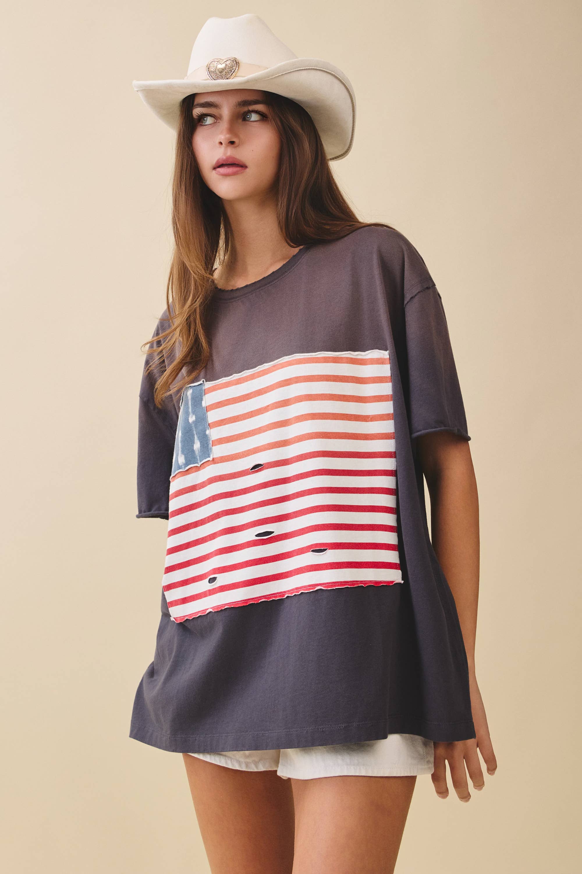 Distressed Flag Patch Tee