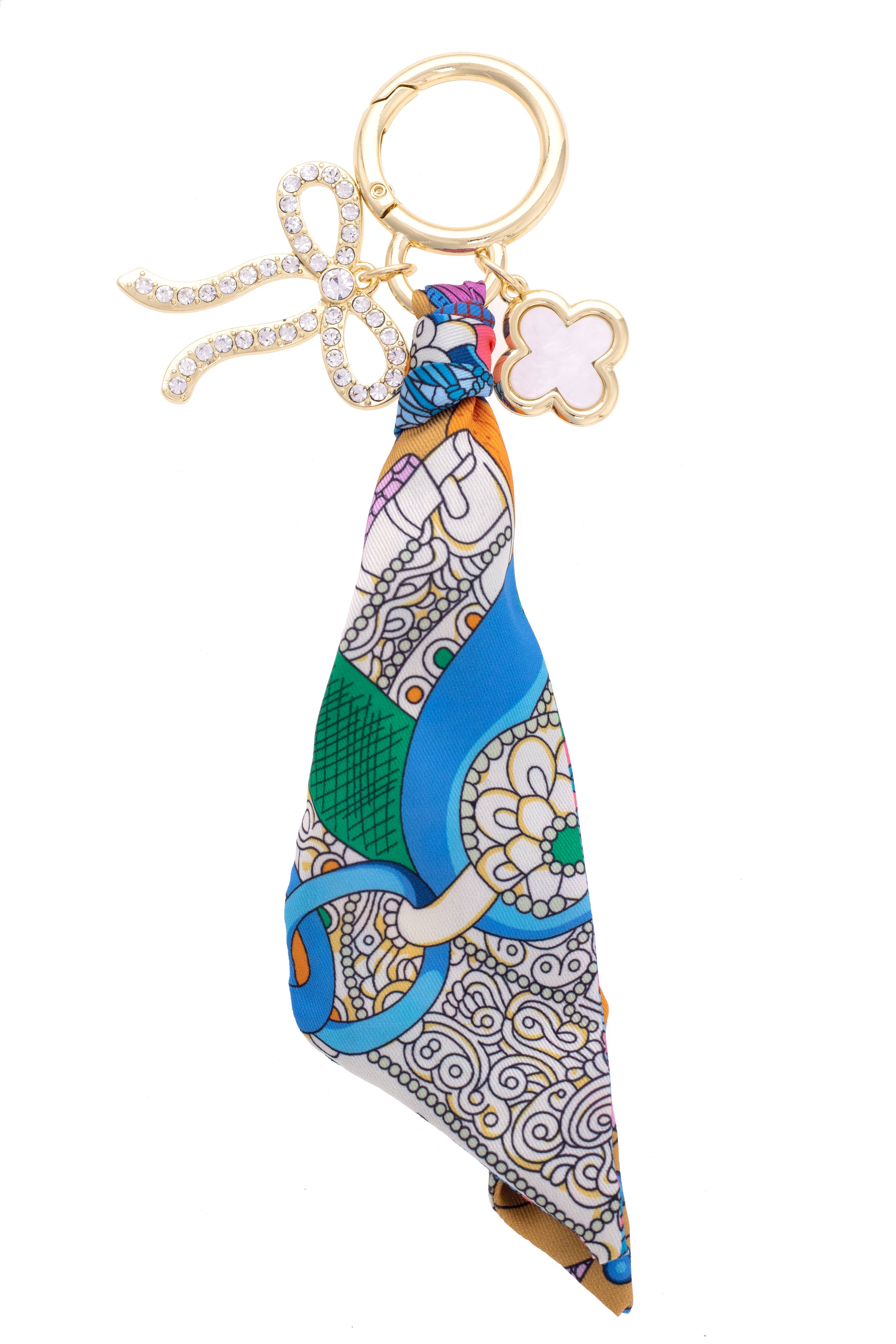 Cassie Pave Bow Scarf Bag Charm