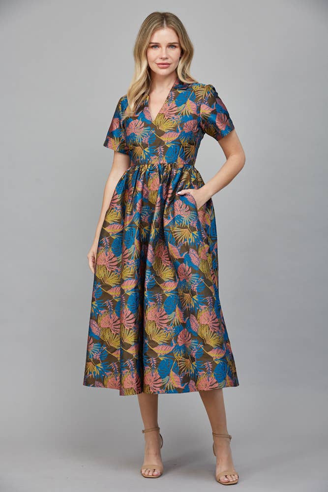 JACQUARD FABRIC MIDI DRESS