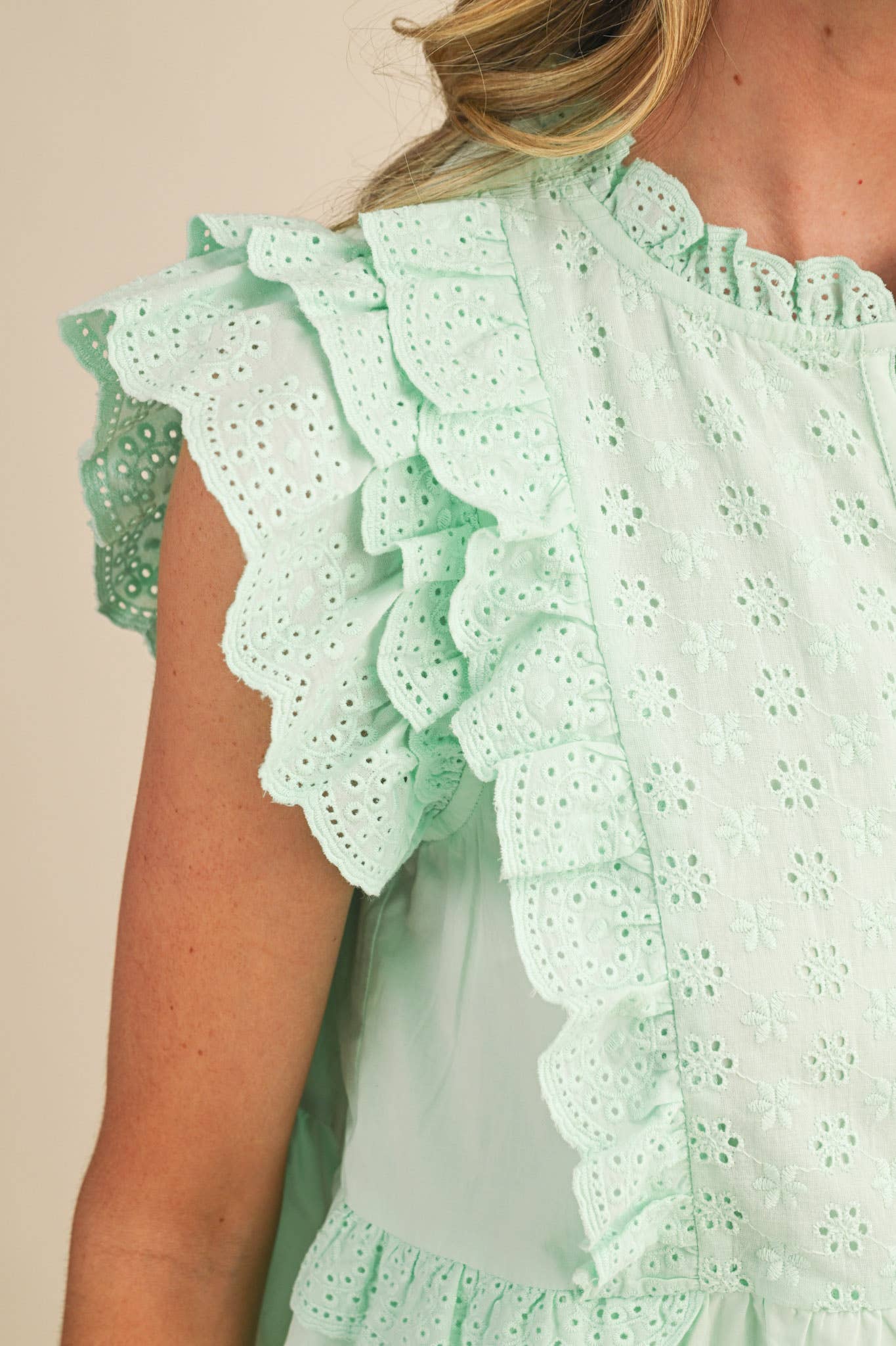 EYELET PEPLUM TOP