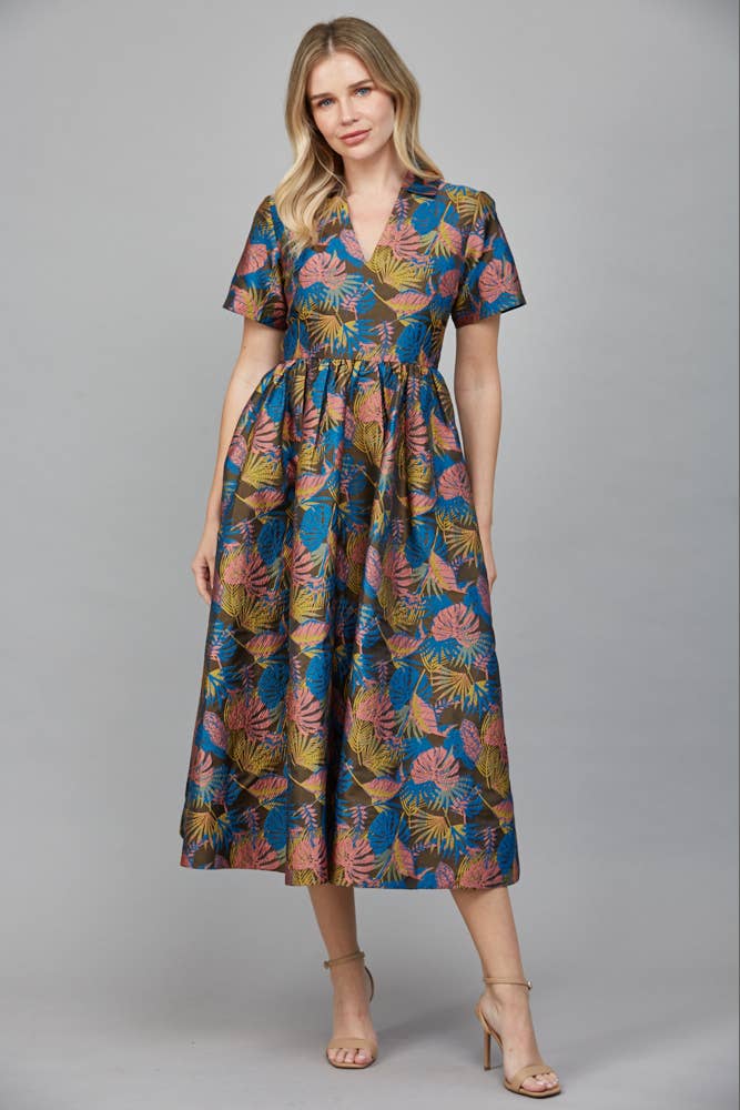 JACQUARD FABRIC MIDI DRESS