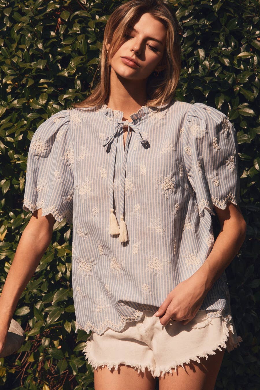 Embroidered Short-sleeve Blouse