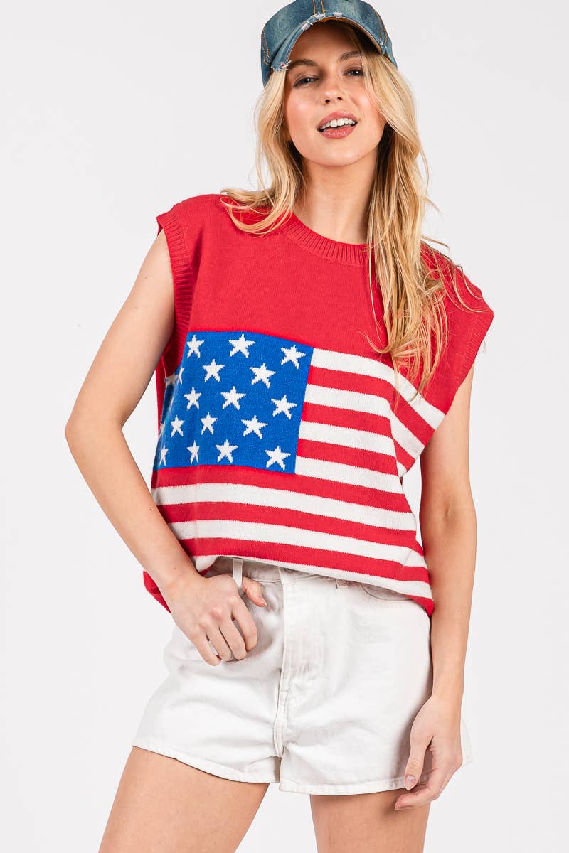 AMERICAN FLAG SWEATER VEST