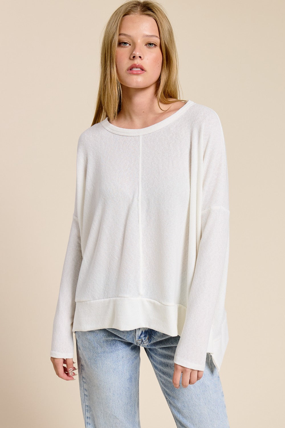 Relaxed Rib Knit Drop Shoulder