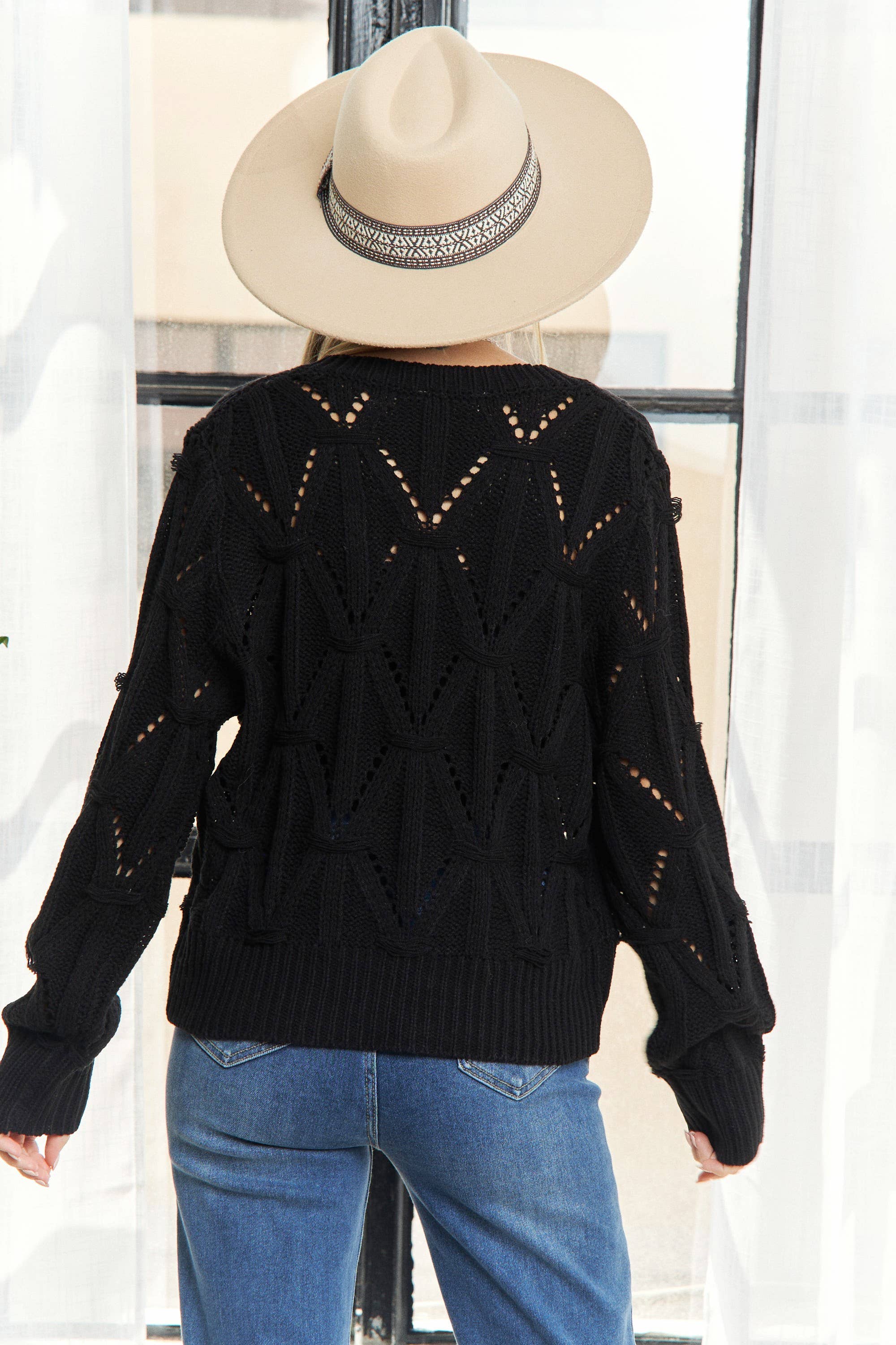 TEXTURED KNIT SWEATER