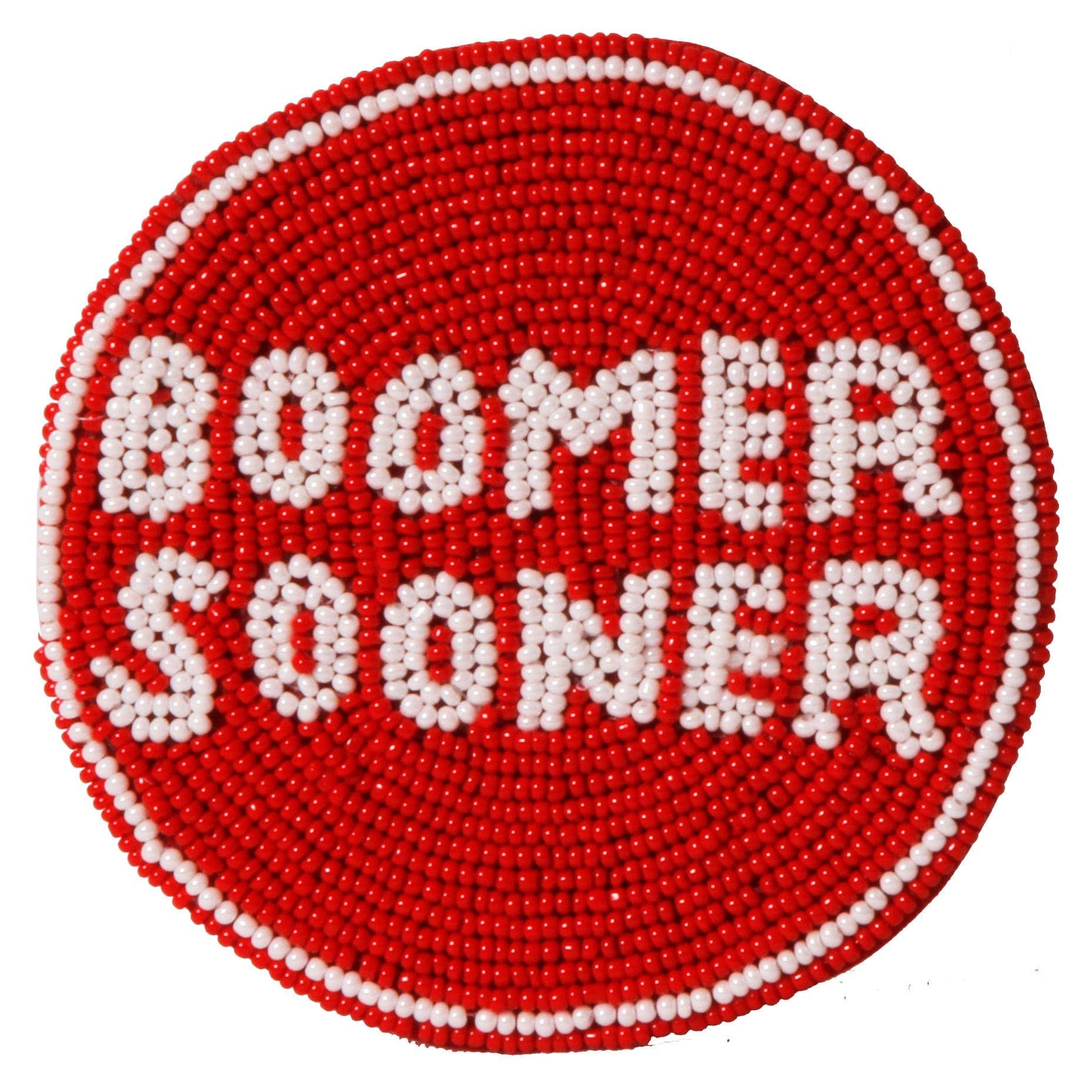 Oklahoma OU Sooners Beaded Button in Crimson and White by Desden