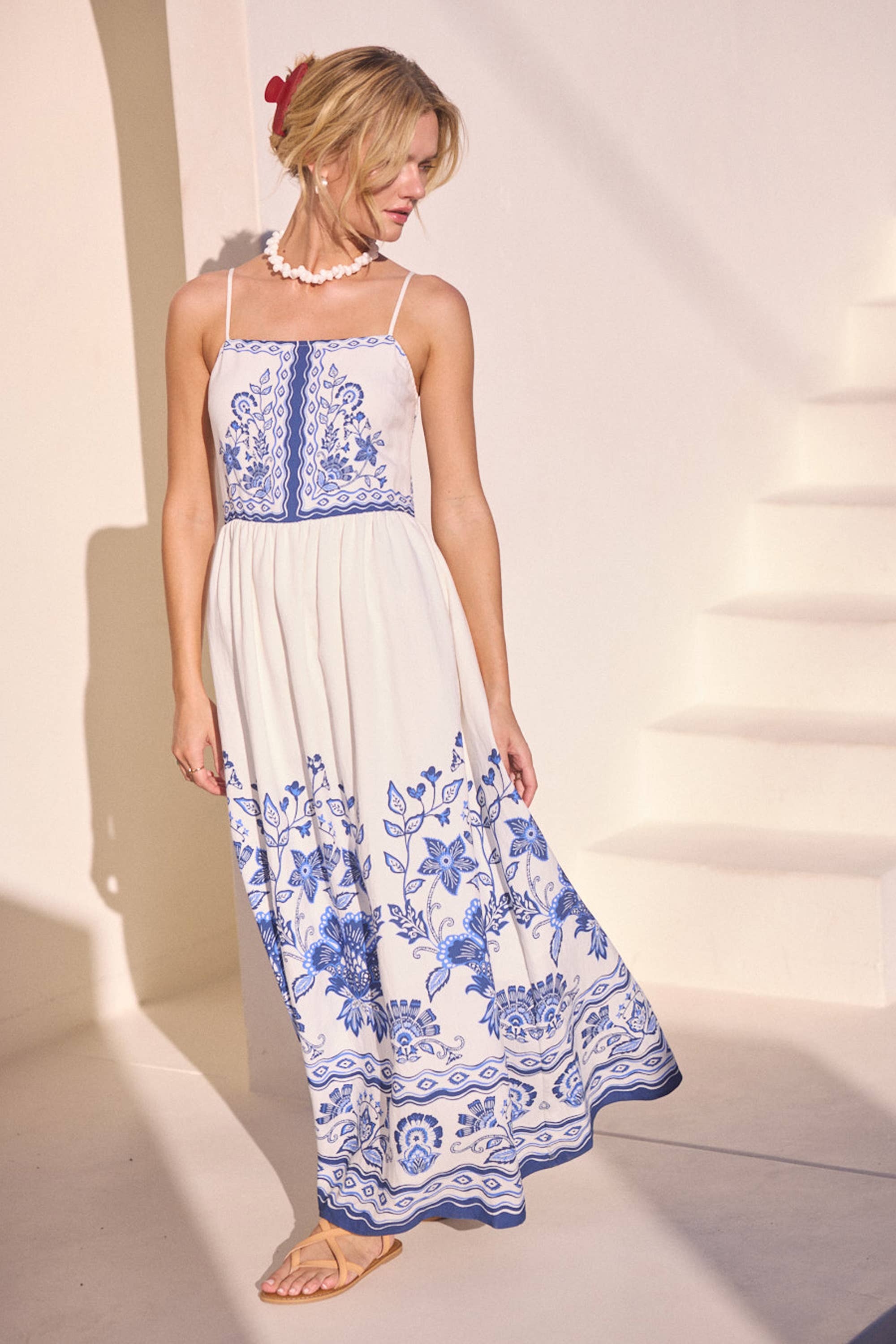 Border Print Maxi Dress