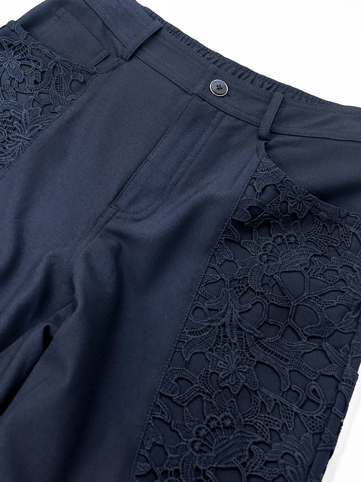 Lace-Paneled Wide-Leg Pants