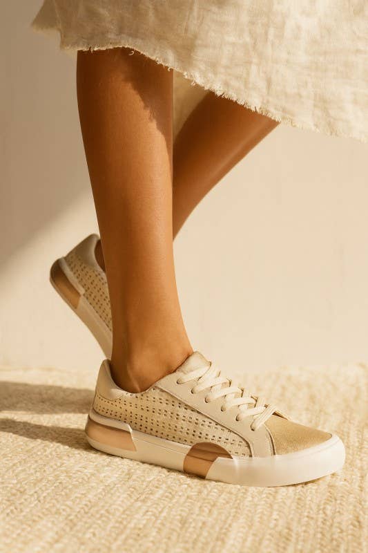 Lace up Textured Woven Sneaker
