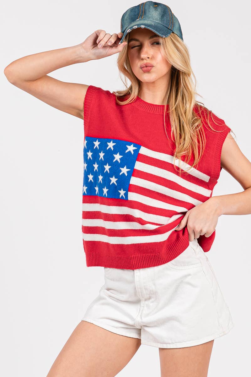 AMERICAN FLAG SWEATER VEST