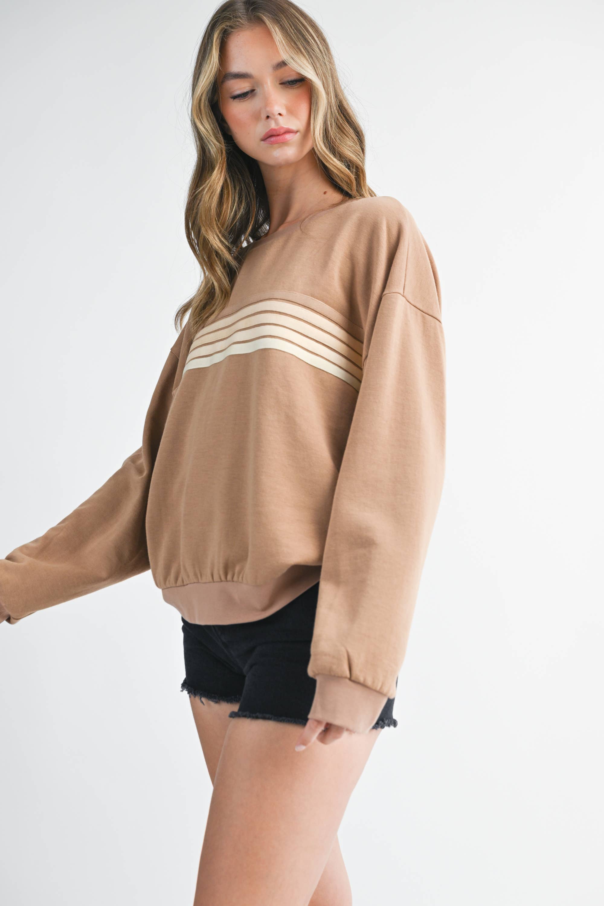 Retro Ombre Stripe Graphic Sweatshirt