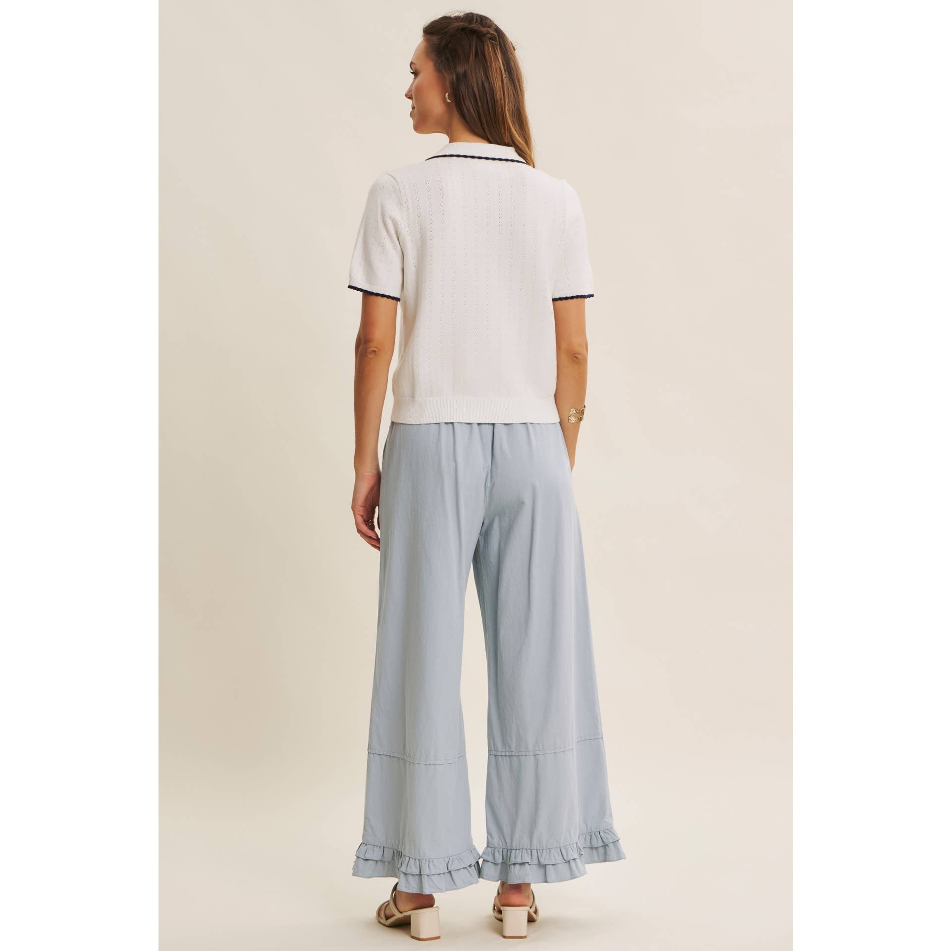 WIDE-LEG PANTS WITH RUFFLES