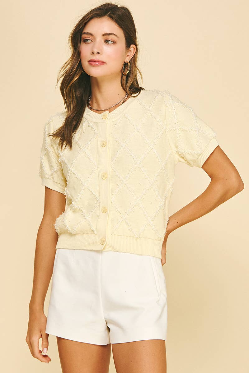 DIAMOND PATTERN CARDIGAN