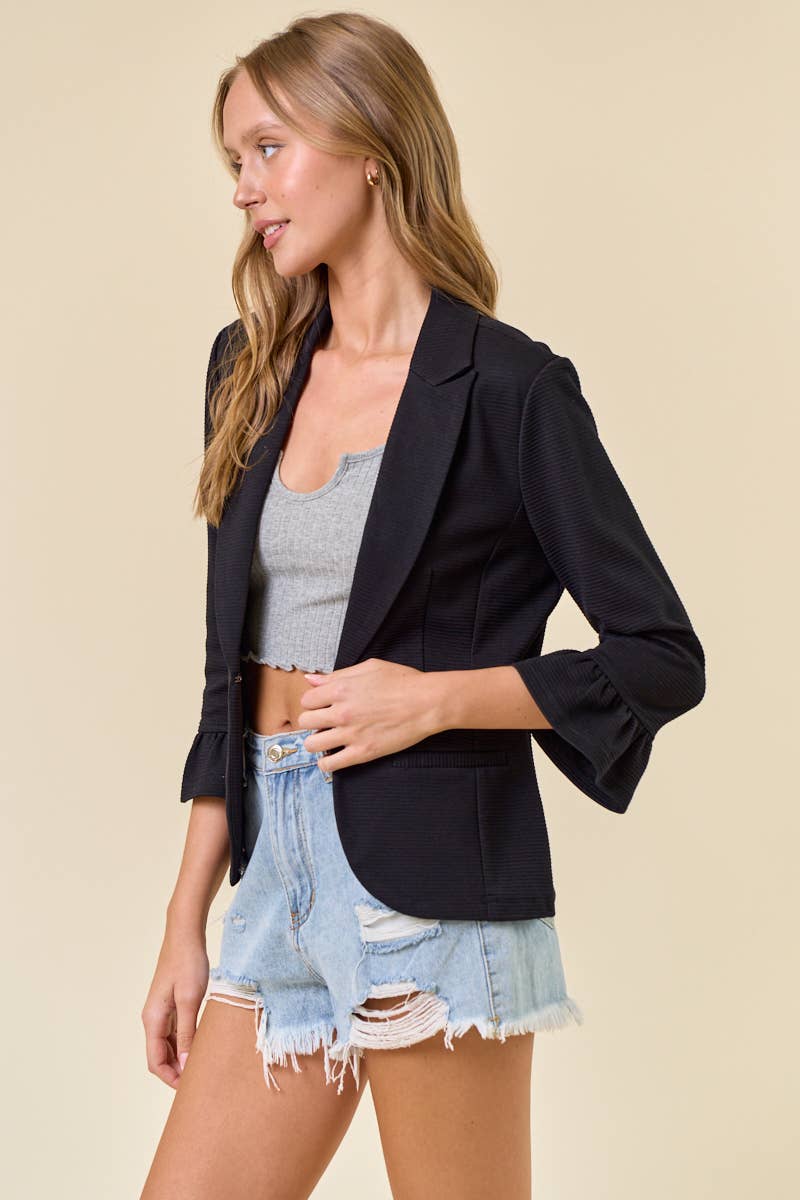 Ruffle Sleeve Blazer