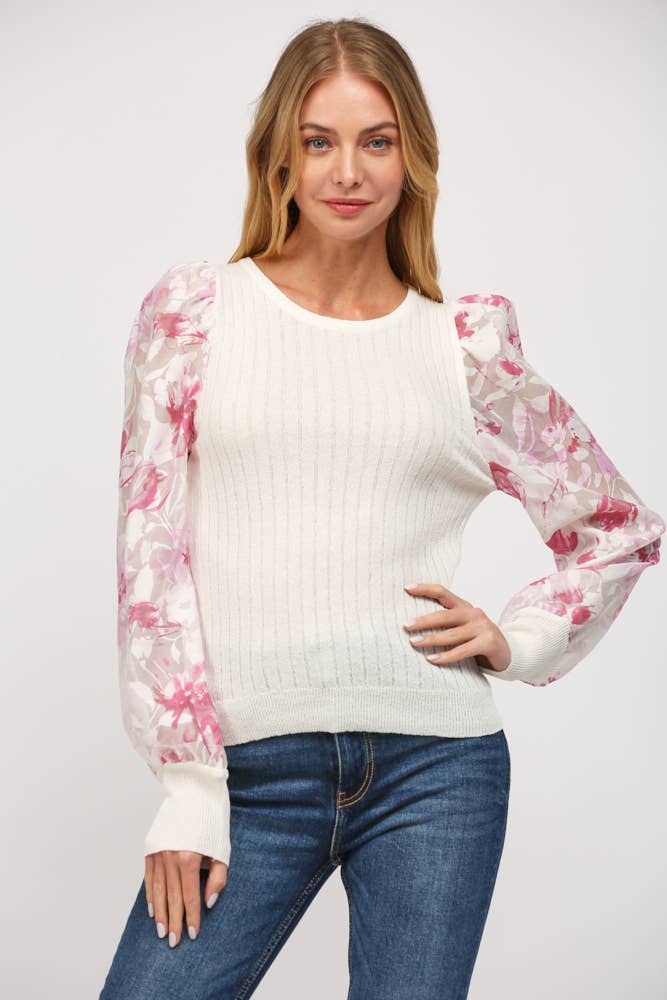 Floral Sleeve Sweater