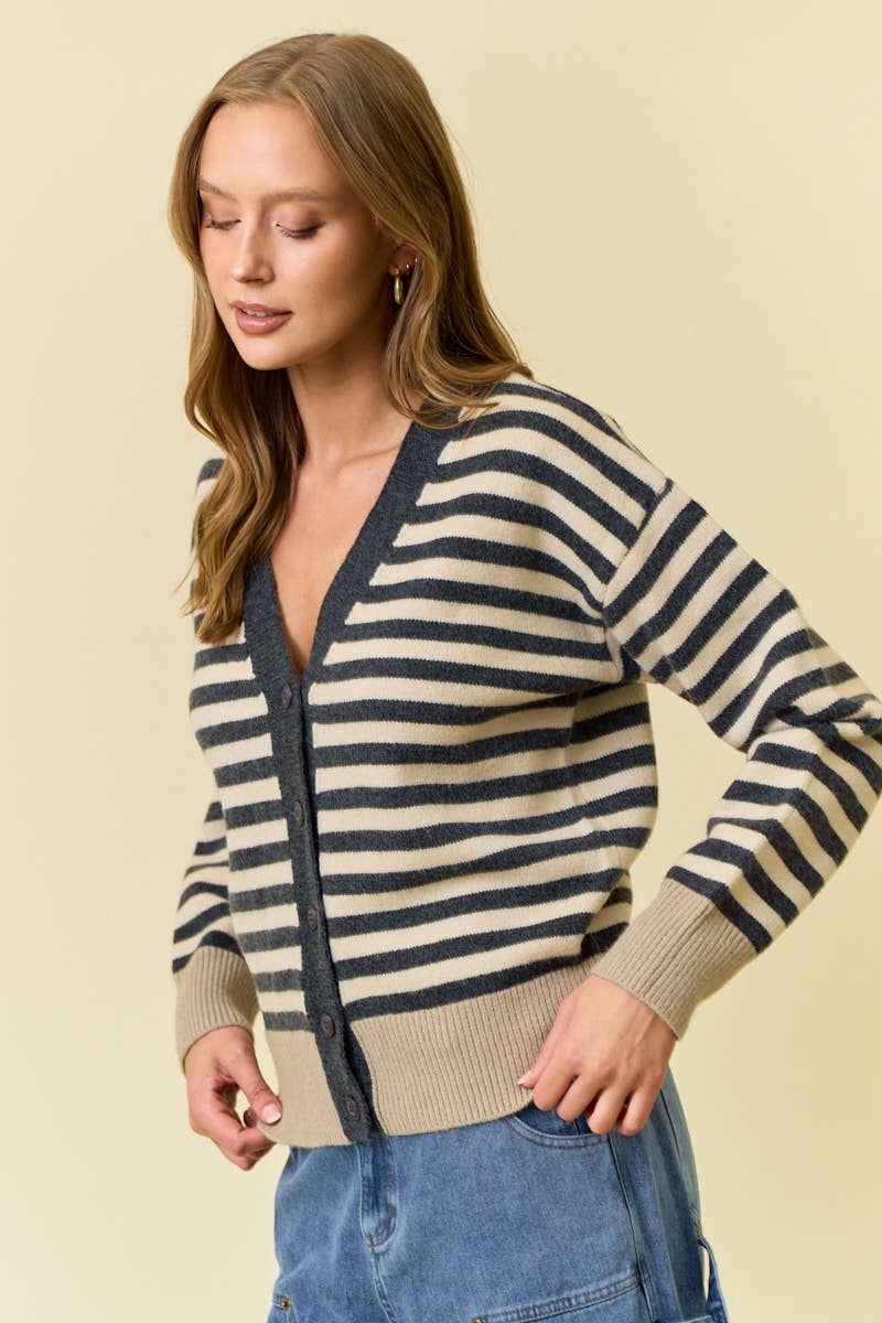 STRIPE CARDIGAN SWEATER