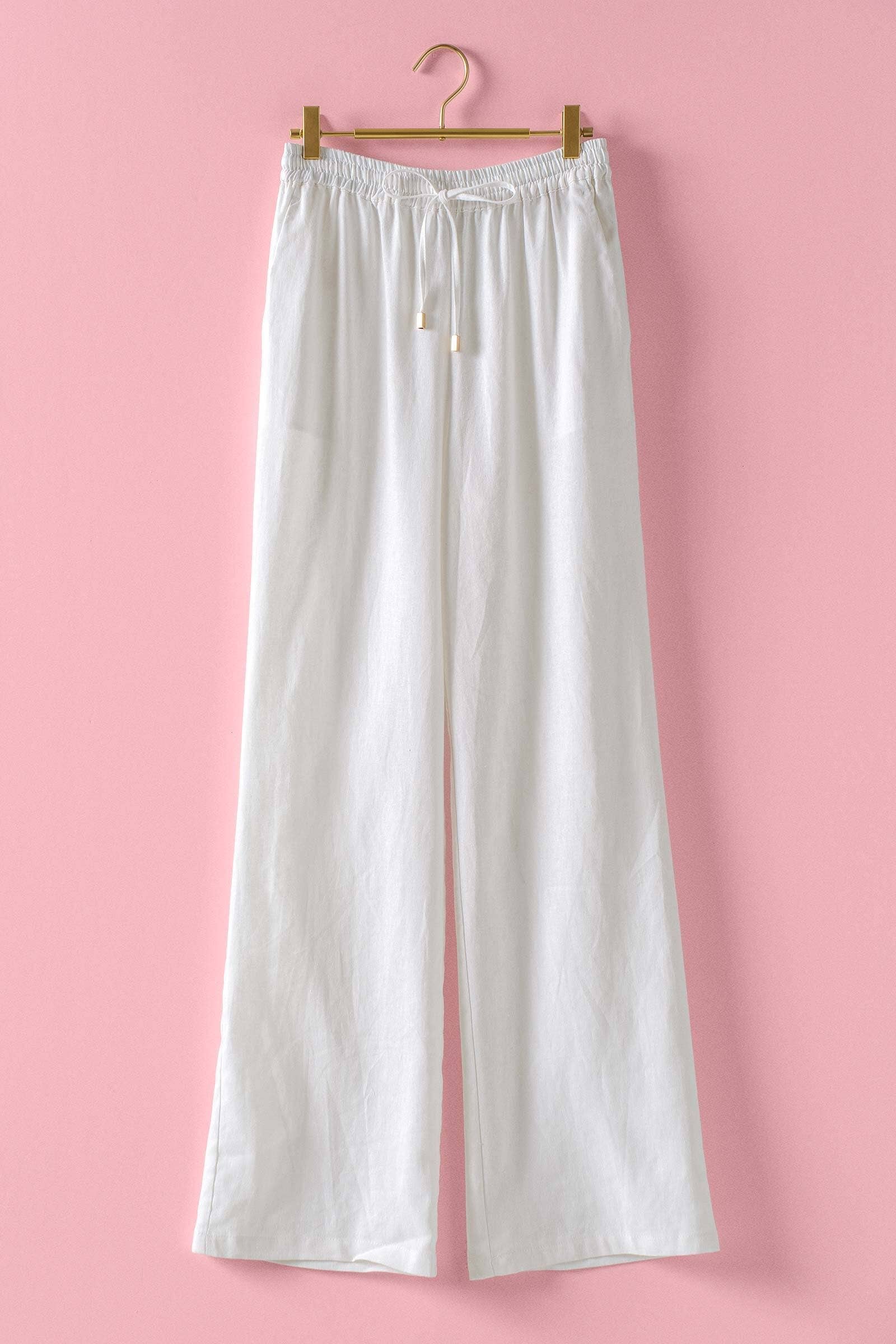 Linen Blend Wide Leg Pants