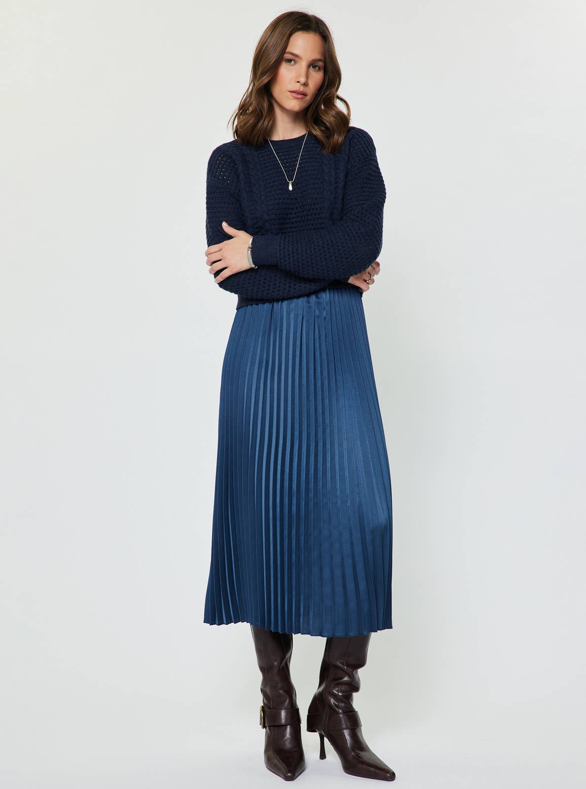 Pullover Sweater & Pleated Dress Set