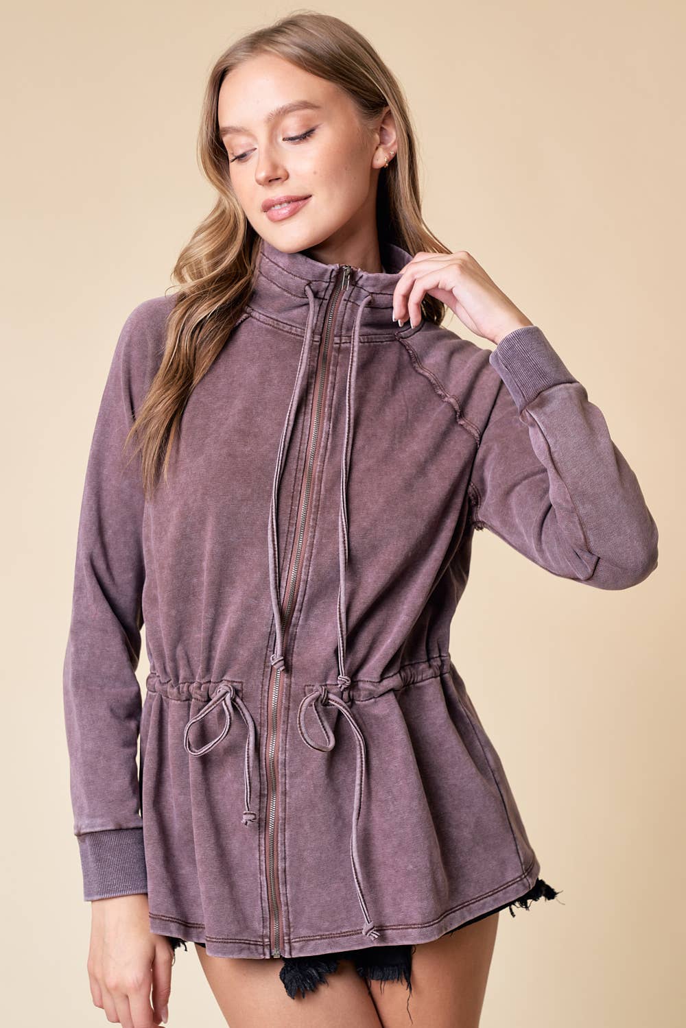 Zip-up Front Knit Jacket