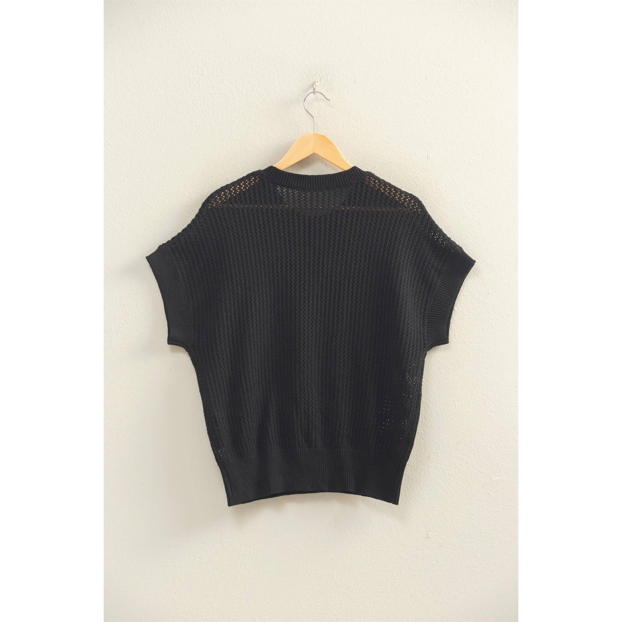 Open-Knit Dolman Sleeve Top
