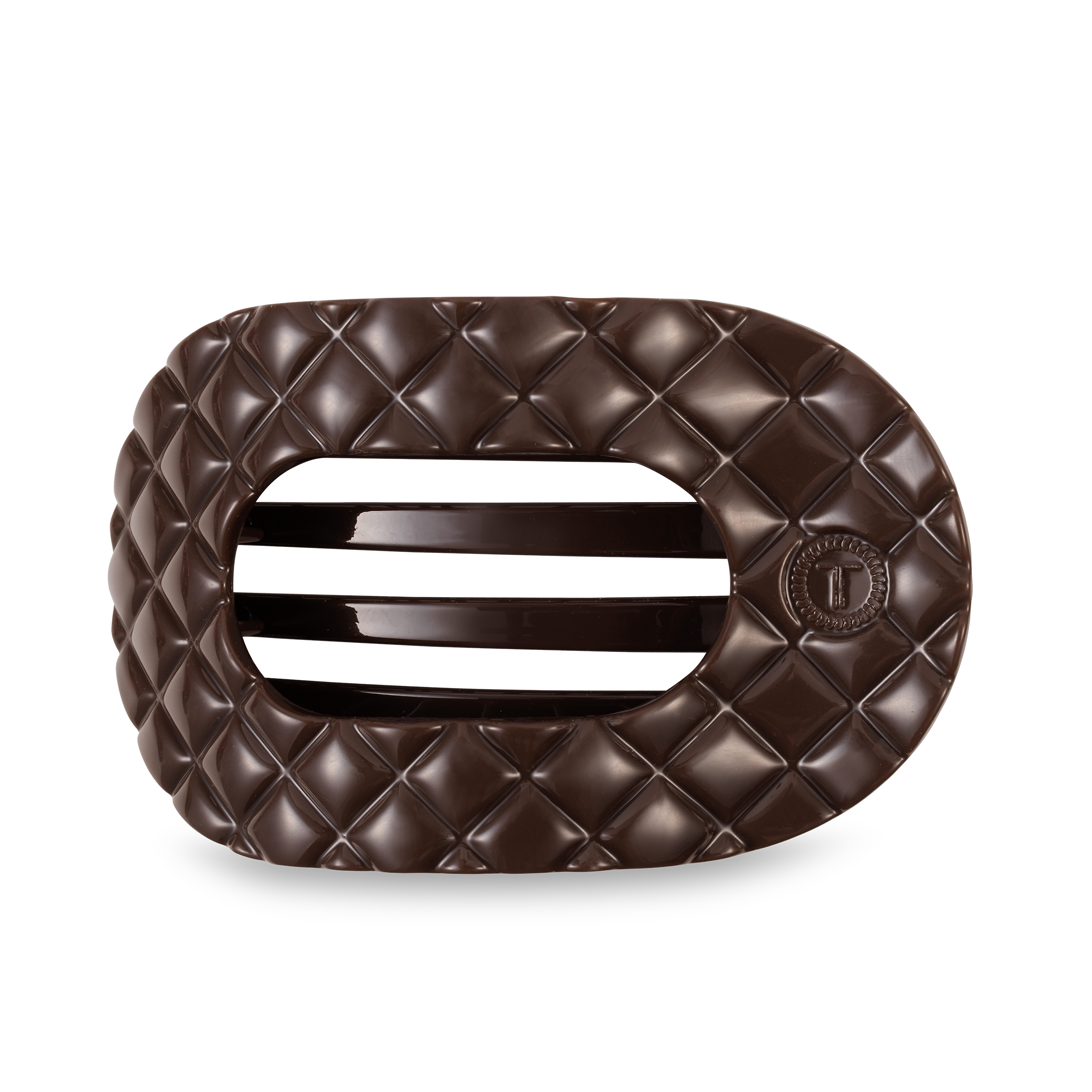 Flat Round Hair Clip | Large | Truly Taupe Quilted