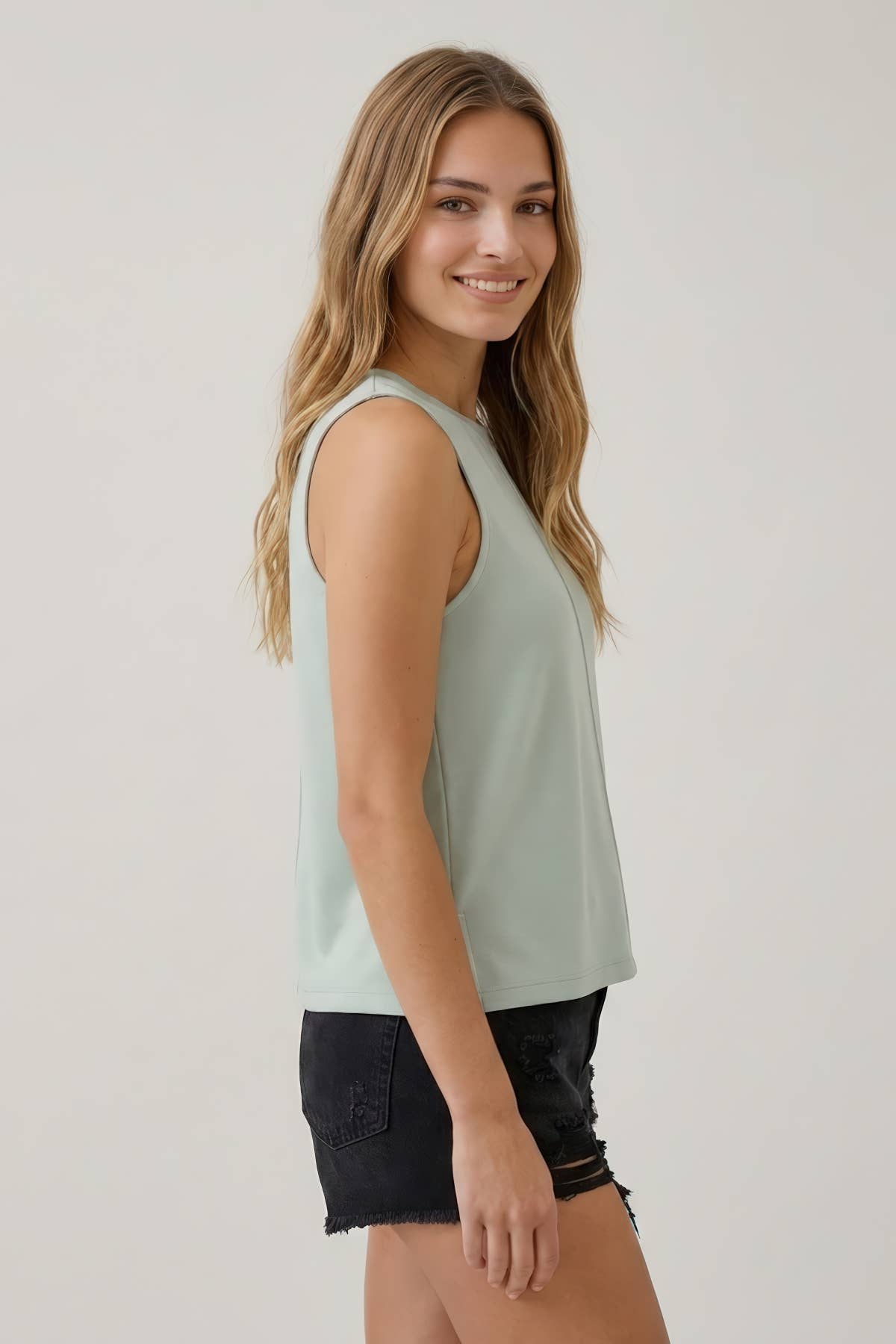 BRUSHED MODAL SLEEVELESS SWING TOP