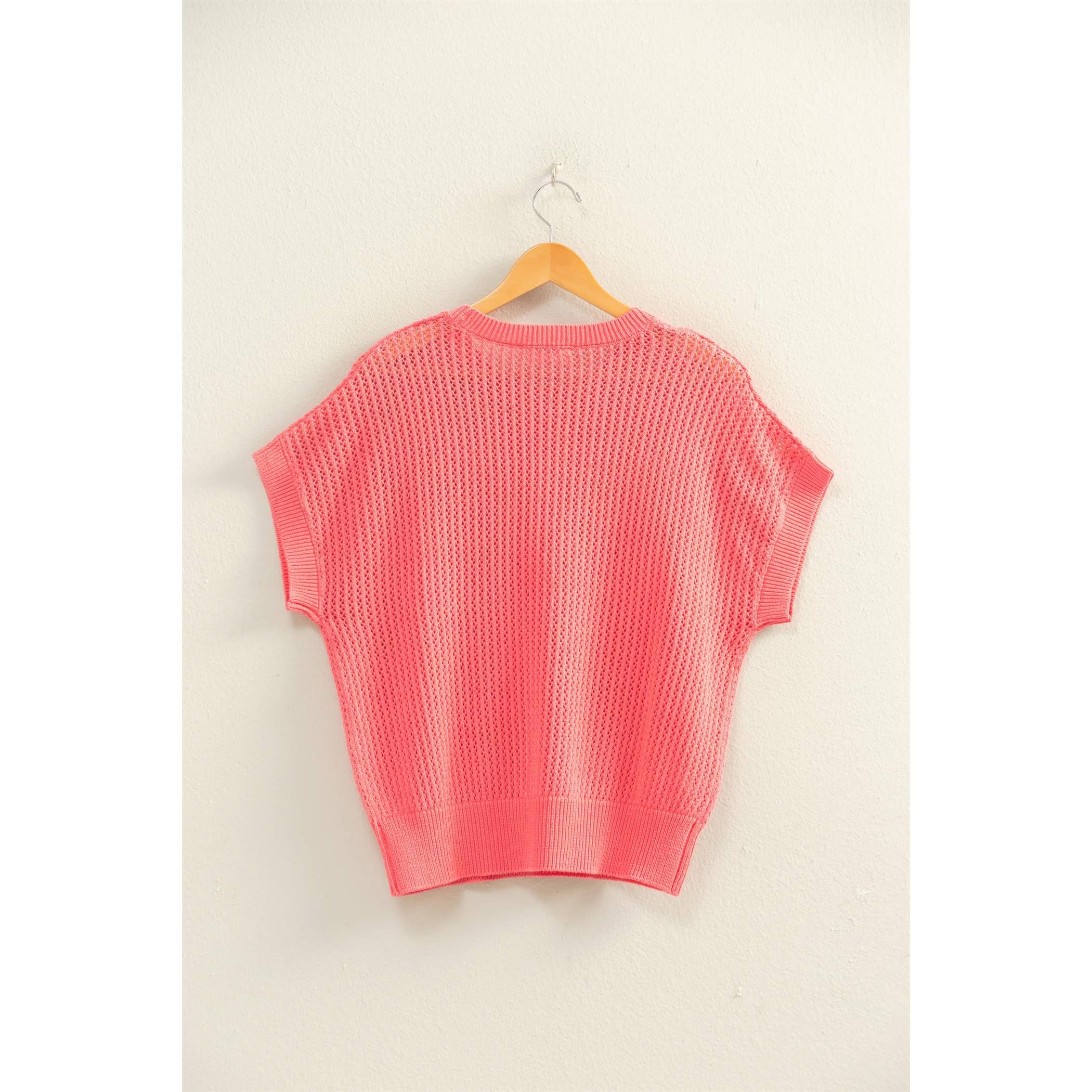 Open-Knit Dolman Sleeve Top