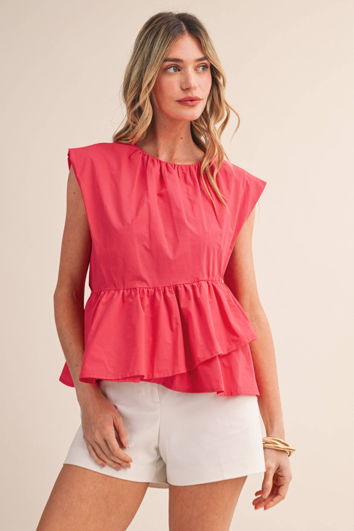 RUFFLED PEPLUM HEM TOP