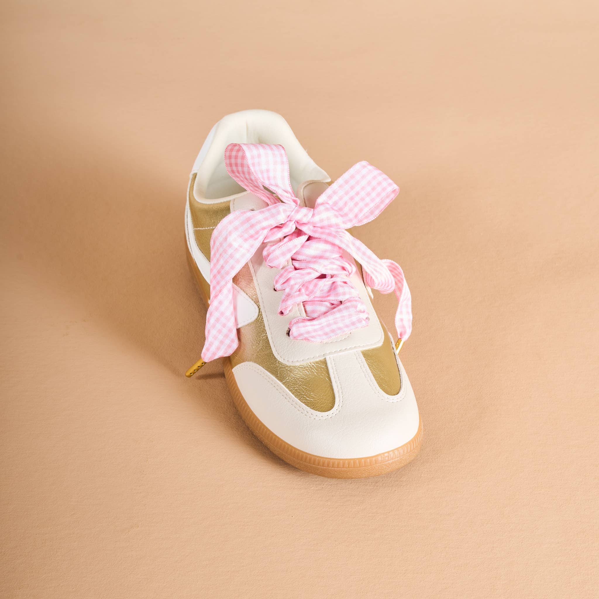 Step It Up Shoelaces–Gingham Pink